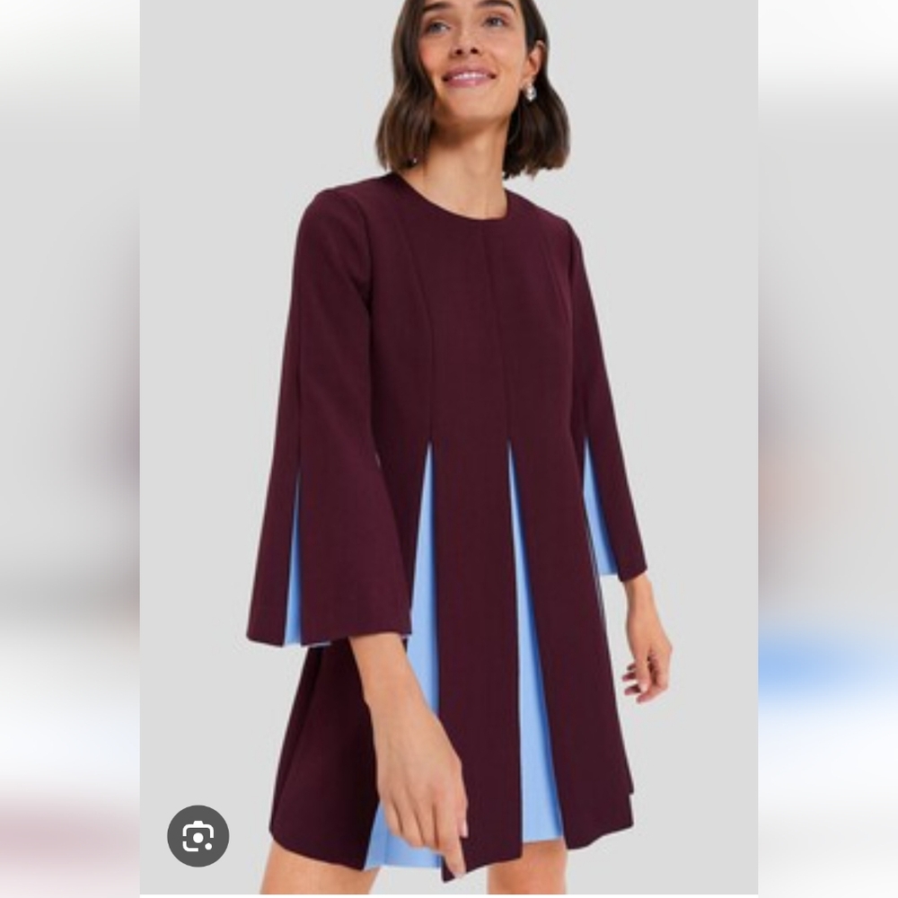 Tuckernuck Burgundy and Light Blue Long Sleeve Dress